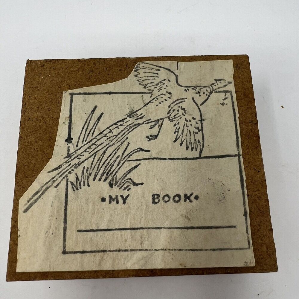 Handmade Vintage Book Owner Stamp Collector Stamp My Book Pheasant 1980's Stamp